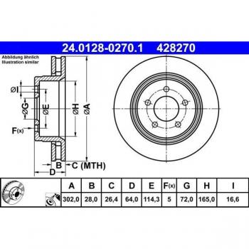 Disco de freno ATE 24.0128-0270.1, frente, ventilado, altamente carbonizado, 1 pieza