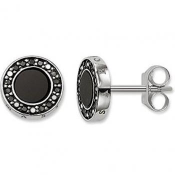 Thomas Sabo Pendientes clásicos Pavé de mujer con circonita negra, plata de ley 925, H1861-641-11