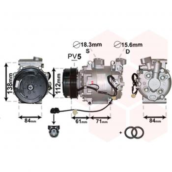 Compresor de aire acondicionado VAN WEZEL 2500K275 IR PLUS para Honda Jazz III (desde 07/2008)