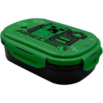 Fiambrera Minecraft con Cubiertos y Diseño de Bloques - Ideal para Niños y Niñas