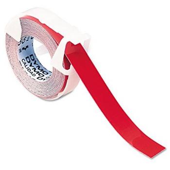 Etiqueta autoadhesiva rectangular desmontable roja DYMO 520102, cinta embosser Dymo de 3m x 9mm roja, cinta de vinilo embosser Dymo de 0.37 x 12ft