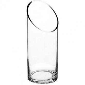 Jarrón cilíndrico de vidrio transparente 10 x 25 cm - Diseño contemporáneo