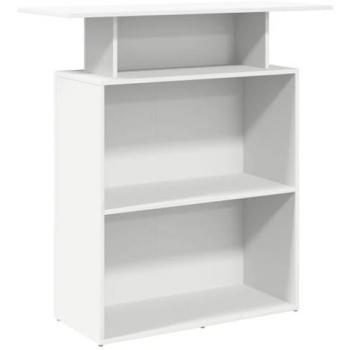 White Engineered Wood Reception Desk 100x40x104 cm with Ample Storage