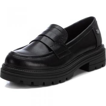 Mocasines Escolares de Niña Xti - Suela Flexible, Imitación Cuero, Color Negro, Talla 33 EU