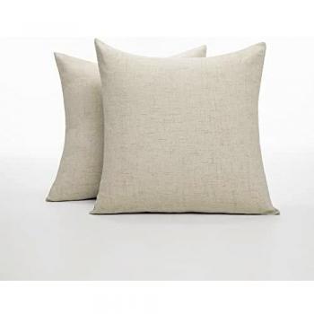 Deconovo Fundas Cojines 60 x 60 cm, Hogar, Casa, Salón, Habitacion, Sofa, Efecto Lino, Color Solido, con Diseño Moderna, Durable, Compuesto de Lino Efecto, Cremallera Invisible, Crema, 2 Piezas
