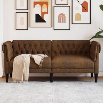vidaXL Brown Fabric 2-Seater Chesterfield Sofa