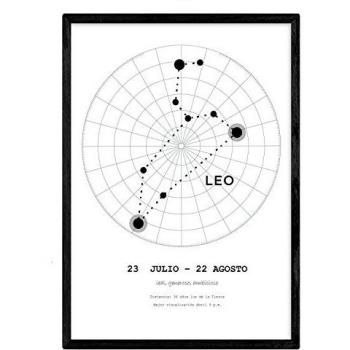 Lámina A3 Constelación Leo - Póster Símbolo del Zodiaco en Cielo Estrellado Sin Marco