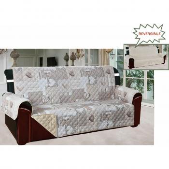 Funda de sofá 4 plazas acolchada con tiras beige 340x179 cm