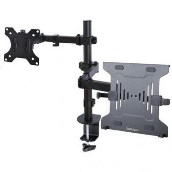 StarTech.com Brazo de Montaje Ajustable con Bandeja VESA para Portátil hasta 4.5Kg y Monitor de hasta 32 8Kg, Soporte de Escritorio con Sujec