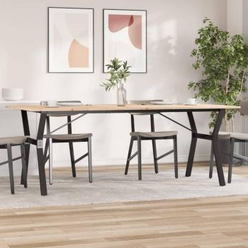 Mesa de comedor marco y madera maciza de pino con hierro fundido 200x100x75 cm Marrón