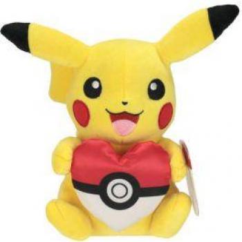 Peluche Pikachu con accesorio de Poke Ball en forma de corazón 20 cm Jazwares