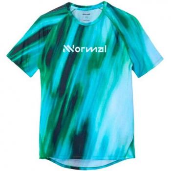 Camiseta de trail NNormal Race mujer print, manga corta, color azul y verde, talla L