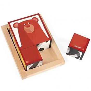 Juego de 6 cubos de madera con animales del bosque