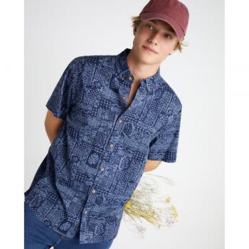 Green Coast - Camisa de hombre de manga corta de viscosa estampada