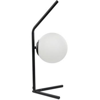Lámpara de mesa moderna Wapiti con pantalla redonda de vidrio blanco y negro, estructura de metal, 47 cm, luz única