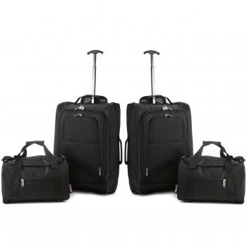 5 Cities - Ryanair Cabin Approved Main & Second Hand Luggage - Carry On Both Equipaje de mano, 54 cm, 42 liters, Negro