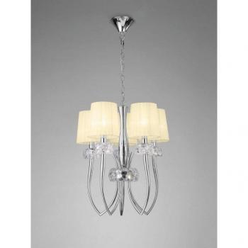 Lámpara colgante Slim 5 Bulbs E14 de Loewe, cromo pulido con pantalla crema