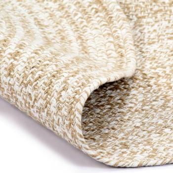 Alfombra artesanal de yute blanco y marrón, hecha a mano, 210 cm