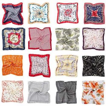 HBselect 16 pcs Pañuelos Cuello Mujer,Bufanda Cuadrada Paqueña Multicolor Para Mujer