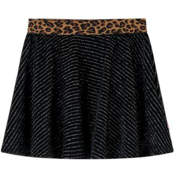 Falda Infantil con Cinturilla de Leopardo, Cinturilla Elástica, Color Negro, Talla 140