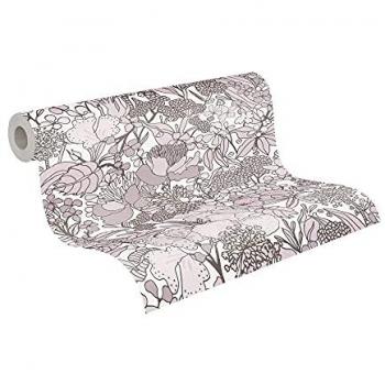 Papel Pintado Vlies Floral Impresión, Diseño Botánico y Floral, Estilo Selva, 0.53 x 5.33 m