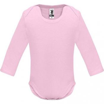 Body de bebé manga larga color liso con cuello redondo y cierre con botones a presión
