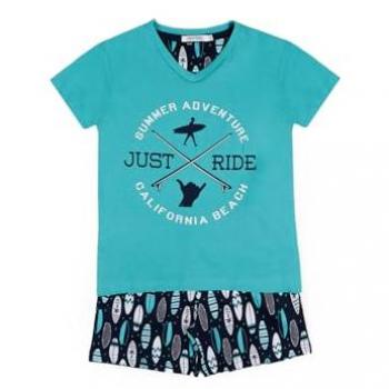 Pijama Just Ride Turquesa de Manga Corta para Niño Admas