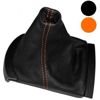 AERZETIX: Funda para palanca de cambios 100 % Piel Genuina negro Costuras de color naranja