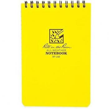 Rite in the Rain Waterproof Paper Pocket Notebook Top Spiral Bound 4 x 6 Inch Cover Yellow Polydura 19 Gauge 100 Pages 50 Sheets Wire-o Binding Imperial & Metric Rulers Covnersaion table & Map Scale