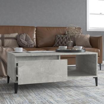 Mesa de centro madera contrachapada 90x50x36,5 cm en colores Blanco y Negro, con acabado brillante, ideal para salón o comedor, también como mesa auxiliar o de café; disponible en versión gris hormigón