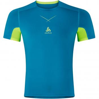 Odlo Ceramicool Camiseta, Hombre, Azul/Verde, FR : XL
