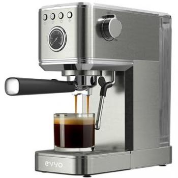 Cafetera Espresso EVVO Intensa 20 Bares, Acero Inoxidable, 1350W, Doble Salida, Depósito de 1.5L, Calentamiento Rápido