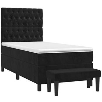 Cama box spring con colchón terciopelo negro 90x200 cm