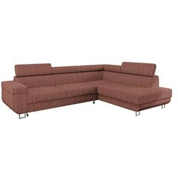 Sofá rinconero Comfivo 306 con función de descanso y caja de ropa de cama, 253x188x71cm, reposacabezas ajustables