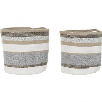 Pack de 2 cestas decorativas de algodón y yute con asas - Ideal para organizar y decorar tu hogar