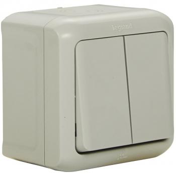 Legrand 782381 Forix - Interruptor doble montado en superficie a prueba de humedad A prueba de salpicaduras