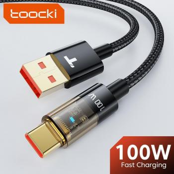 Cable USB Tipo C Toocki 1M para Huawei, Honor, Xiaomi y Samsung - Super Carga 66W/100W, Carga Rápida, Cable de Datos A-C Negro