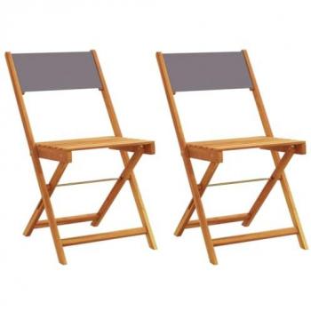 Sillas de bistró 2 uds madera maciza acacia y tela antracita