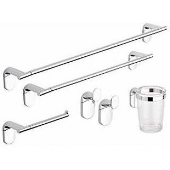 Kit Completo de Accesorios de Baño Zero Cromo 5 Piezas en Acero y ABS