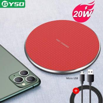Cargador Inalámbrico Rápido GYSO 20W Qi para iPhone, Samsung, Huawei y Xiaomi