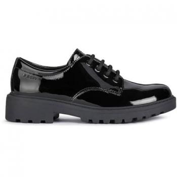 Geox Casey Black Patent Girls' Derby School Shoes