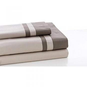 ESTELA - Juego de sábanas Lisos Marbella Color Piedra-Visón - Cama de 200 cm