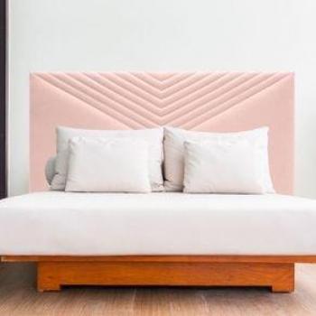 Cabecero de Tela con Guata Diseño Líneas 150 cm Rosa