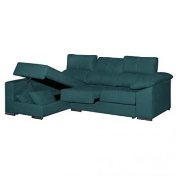 Sofá Chaise Longue Esquinero Reversible Hela 265x150 cm - Varios Colores - Tejido Acualine Desenfundable con Arcón y Montaje Incluido