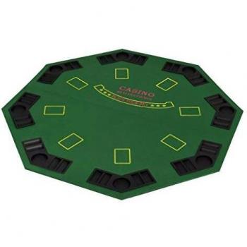 vidaXL Tablero de Póker Plegable 8 Jugadores Octagonal Verde Mesilla Auxiliar