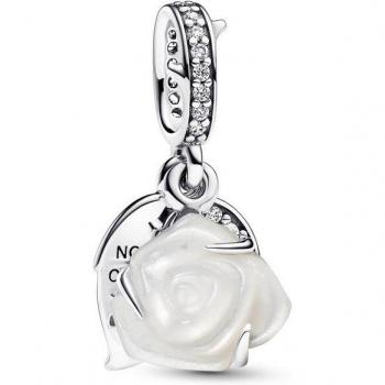 Charm Pandora Moments de plata con rosa blanca en flor