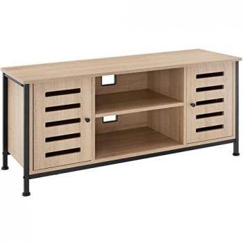 Mueble bajo para televisor Carlow 110 x 41,5 x 50,5 cm - Mueble bajo para televisor de estilo industrial con compartimento central con estante ajustable y dos armarios con puerta magnética