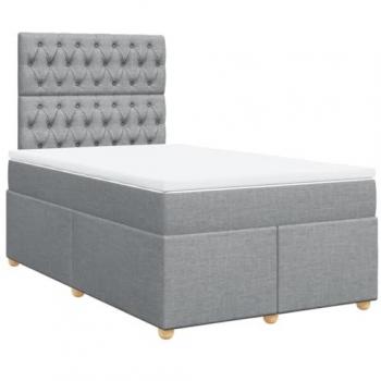 Cama box spring con colchón de muelles en tela gris claro 120x190 cm
