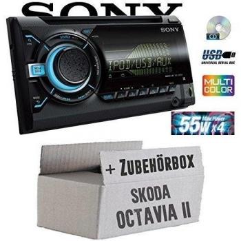Skoda Octavia 2 1Z - Sony WX800UI - 2DIN CD/MP3/USB Autoradio - Einbauset