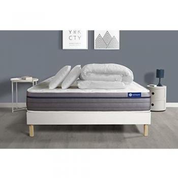 Pack Colchón 140 x 190 con Muelles Ensacados y Viscoelástica - Altura 26 cm - Color Blanco - Incluye Almohadas